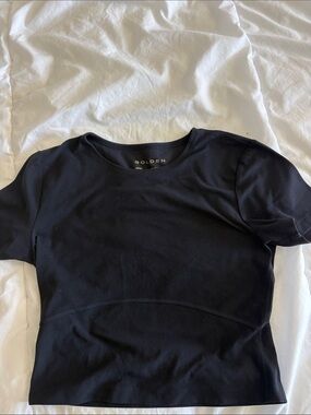 Golden Butter Black Workout Top